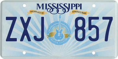 MS license plate ZXJ857