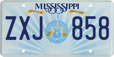 MS license plate ZXJ858