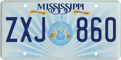 MS license plate ZXJ860