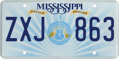 MS license plate ZXJ863