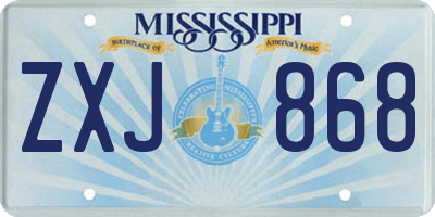 MS license plate ZXJ868