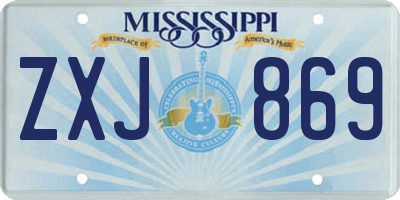 MS license plate ZXJ869