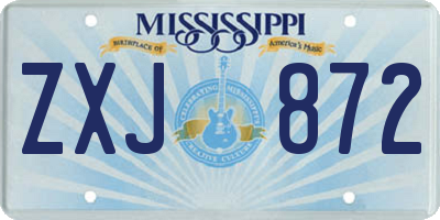 MS license plate ZXJ872