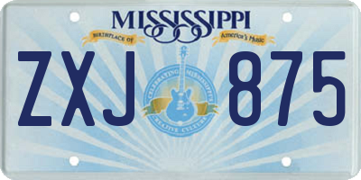 MS license plate ZXJ875