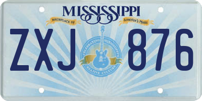 MS license plate ZXJ876