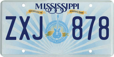 MS license plate ZXJ878