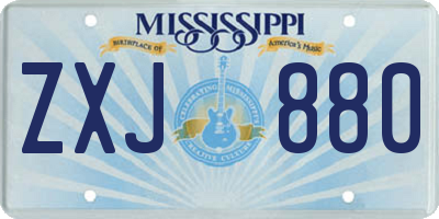 MS license plate ZXJ880