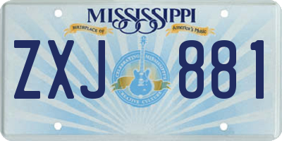MS license plate ZXJ881
