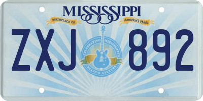 MS license plate ZXJ892