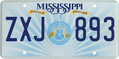 MS license plate ZXJ893