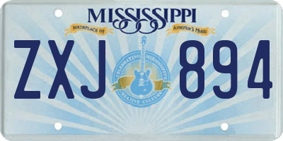 MS license plate ZXJ894