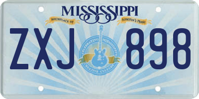 MS license plate ZXJ898