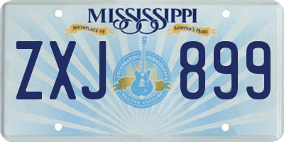 MS license plate ZXJ899