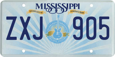 MS license plate ZXJ905