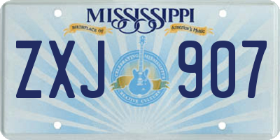 MS license plate ZXJ907