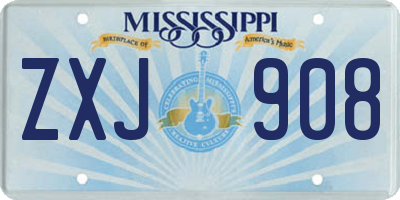 MS license plate ZXJ908