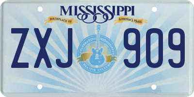 MS license plate ZXJ909