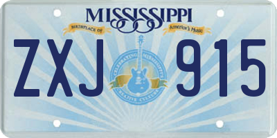 MS license plate ZXJ915