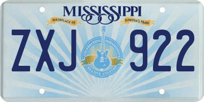 MS license plate ZXJ922