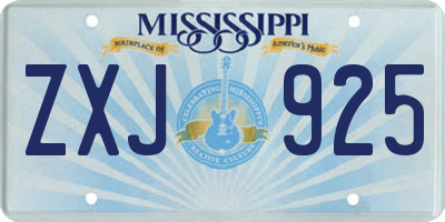 MS license plate ZXJ925