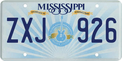 MS license plate ZXJ926