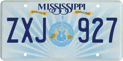 MS license plate ZXJ927