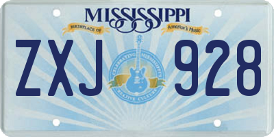 MS license plate ZXJ928