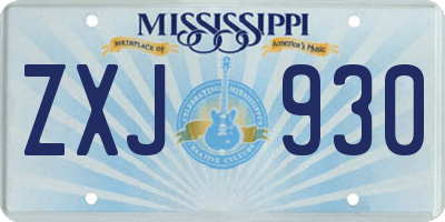 MS license plate ZXJ930
