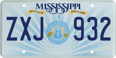 MS license plate ZXJ932