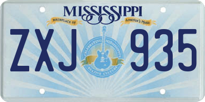 MS license plate ZXJ935