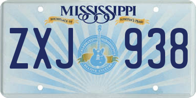 MS license plate ZXJ938