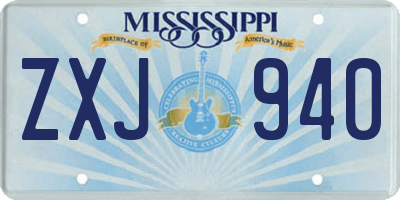 MS license plate ZXJ940