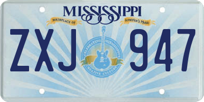 MS license plate ZXJ947
