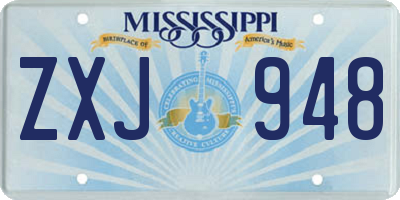 MS license plate ZXJ948