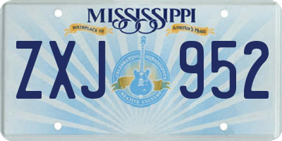 MS license plate ZXJ952