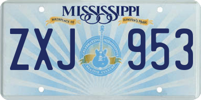 MS license plate ZXJ953