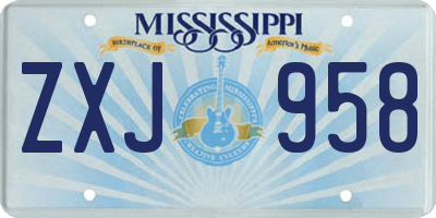 MS license plate ZXJ958