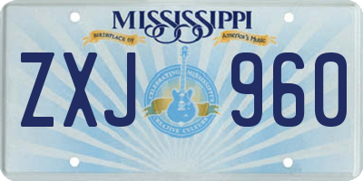 MS license plate ZXJ960