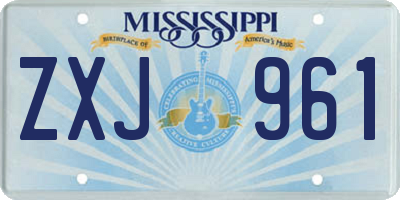 MS license plate ZXJ961