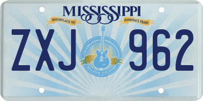 MS license plate ZXJ962