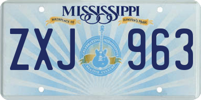 MS license plate ZXJ963