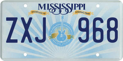 MS license plate ZXJ968