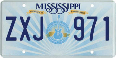 MS license plate ZXJ971