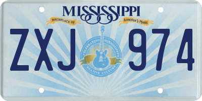 MS license plate ZXJ974