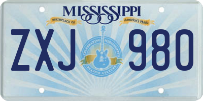 MS license plate ZXJ980