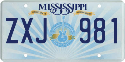 MS license plate ZXJ981