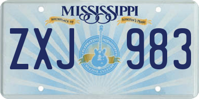 MS license plate ZXJ983