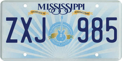 MS license plate ZXJ985