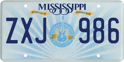 MS license plate ZXJ986