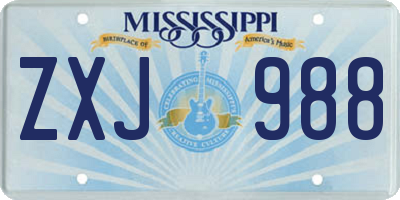 MS license plate ZXJ988
